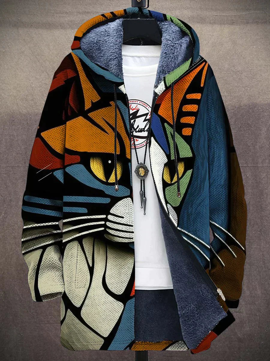 Artistic Cat Hoodie  Modern Abstract Feline Design - Product showcase