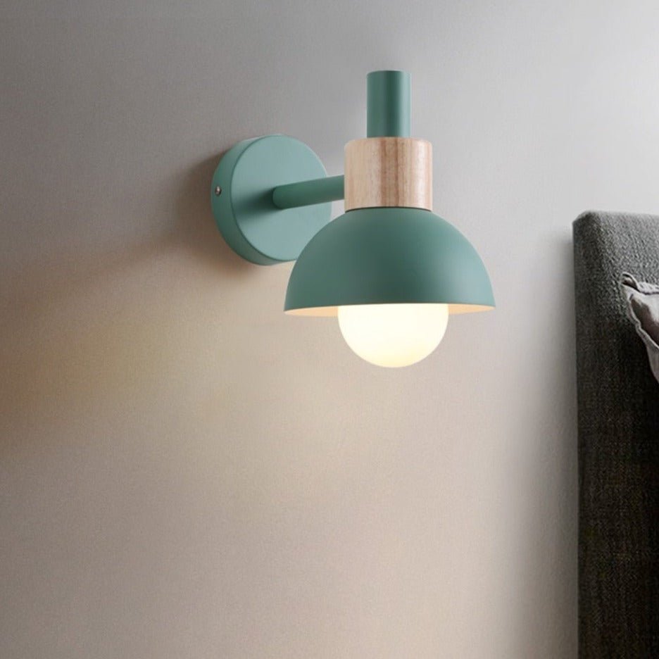 Scandinavian Wall Light Wood and Metal Dome Design - Product detail 6