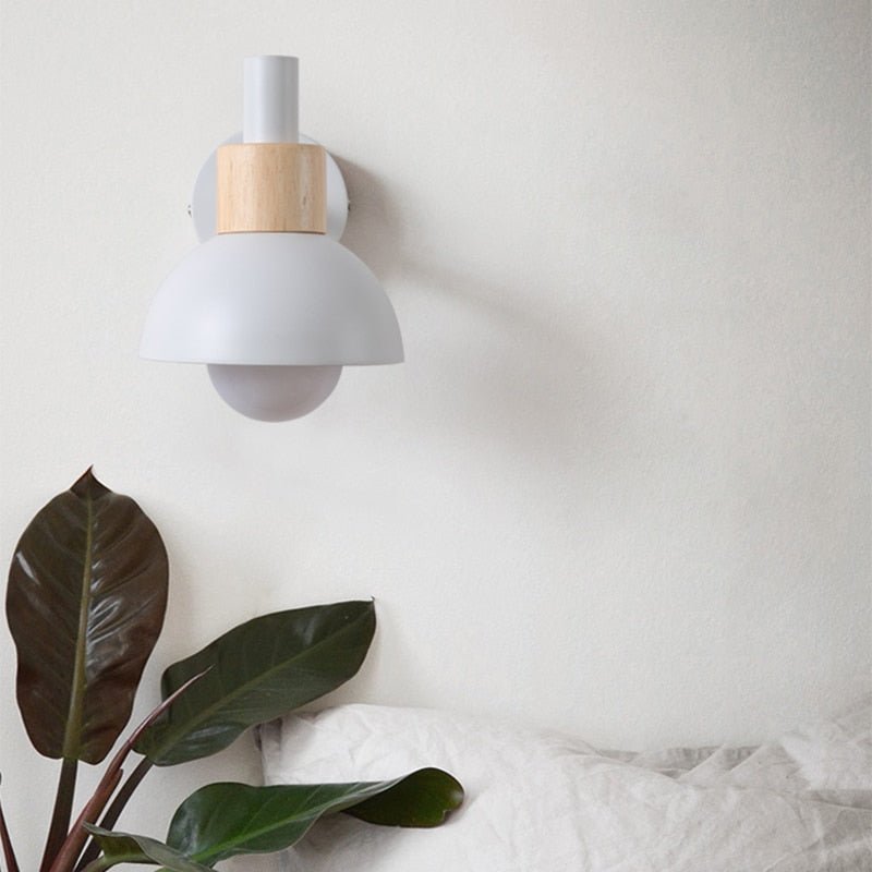 Scandinavian Wall Light Wood and Metal Dome Design - Product detail 7