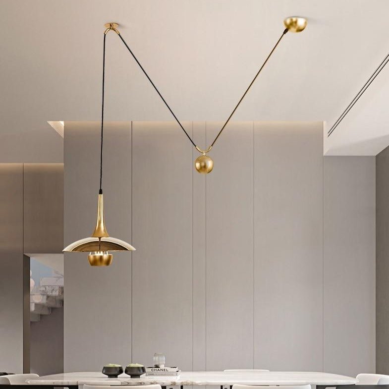 Modern Pendant Light Adjustable Chrome Swing Arm - Detailed view