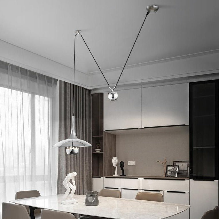 Modern Pendant Light Adjustable Chrome Swing Arm - Product example