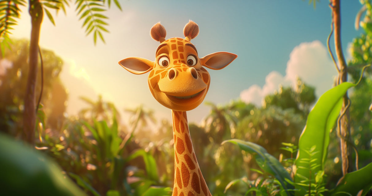 3D Giraffe Jungle Animals Wallpaper design file showing detailed tropical paradise pattern and textures