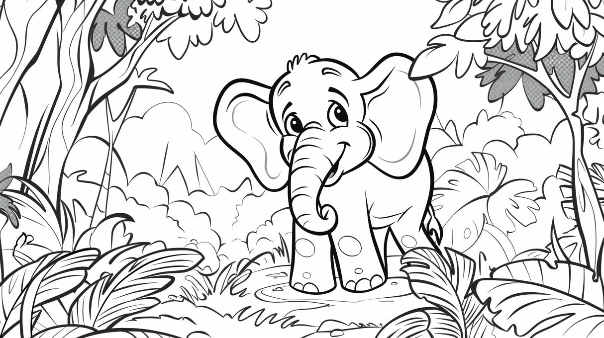 Black and white elephant nursery wallpaper creating a calm atmosphere in a modern nursery with neutral furniture