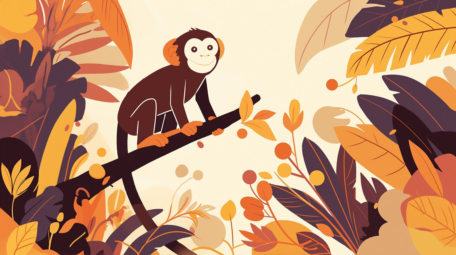 Jungle monkey wallpaper creating a cozy atmosphere in a modern nursery with natural light and wooden furniture