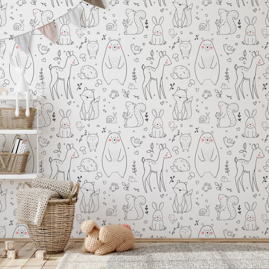 Jungle Safari Wallpaper creating a playful atmosphere in a modern nursery with natural light