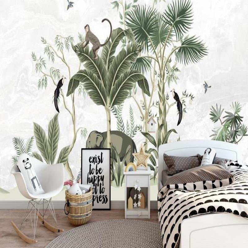 Tropical Animals Wallpaper bringing nature to playroom with friendly wildlife scene