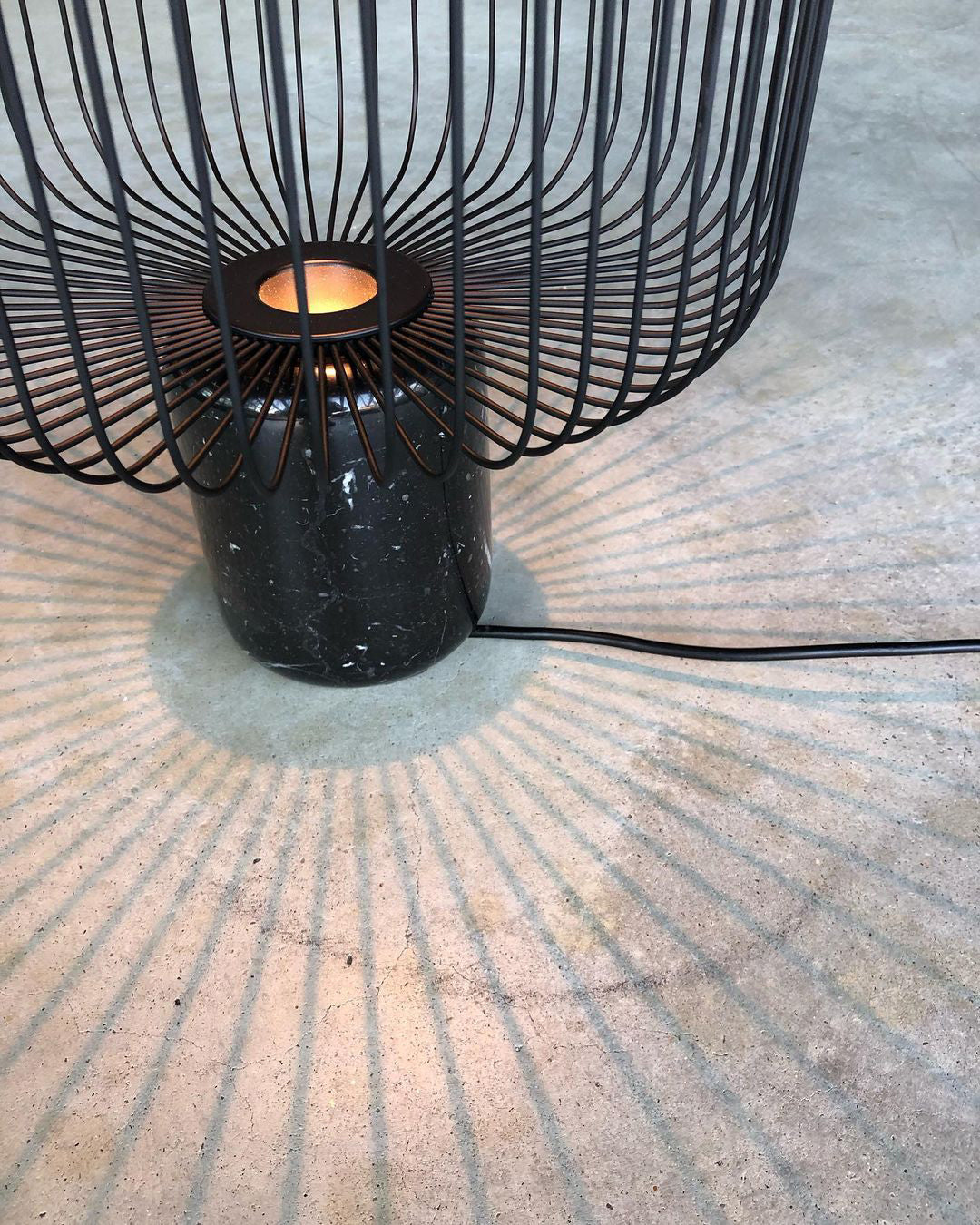 Modern Table Lamp Black Marble Base with Wire Cage Shade - Product detail 21