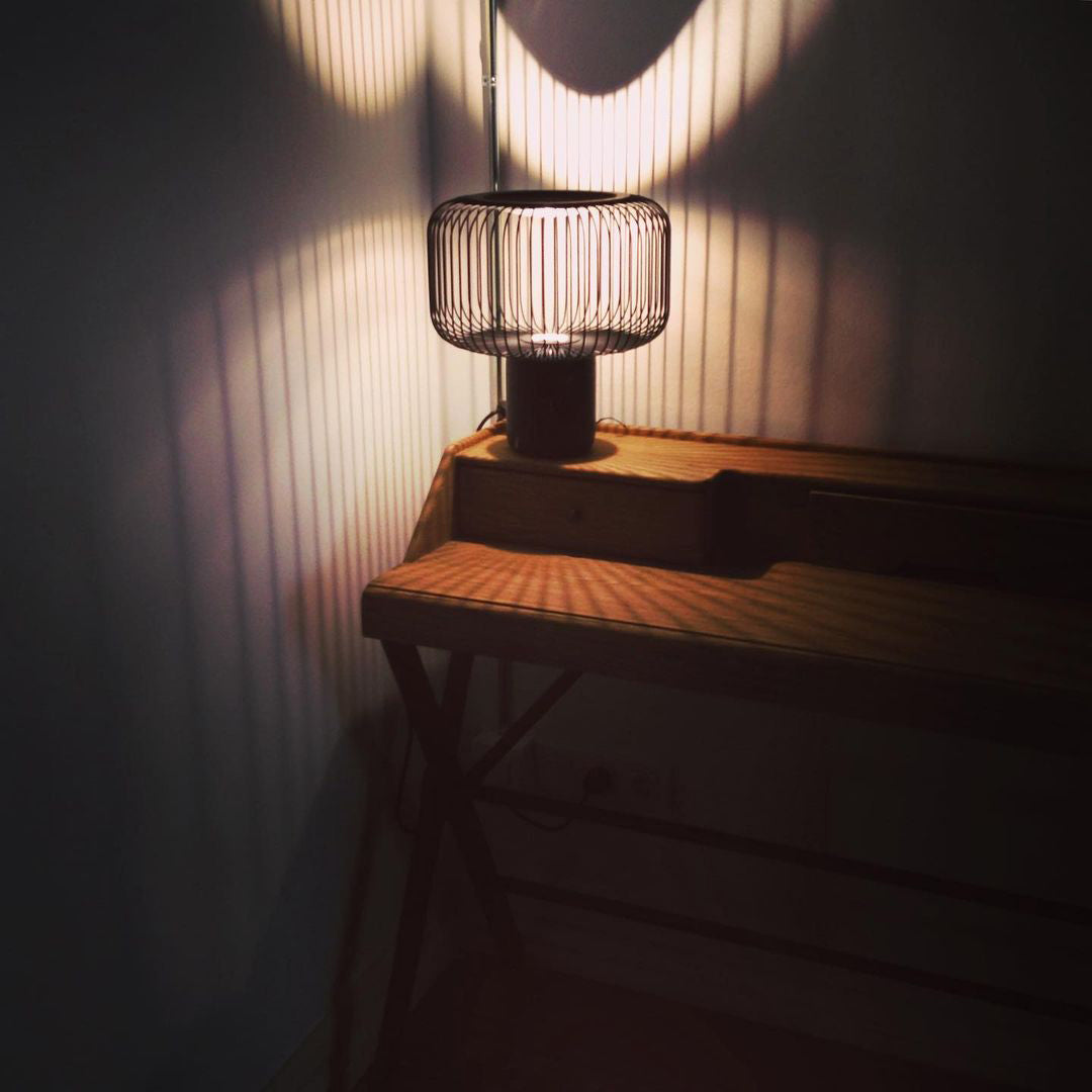 Modern Table Lamp Black Marble Base with Wire Cage Shade - Product detail 24