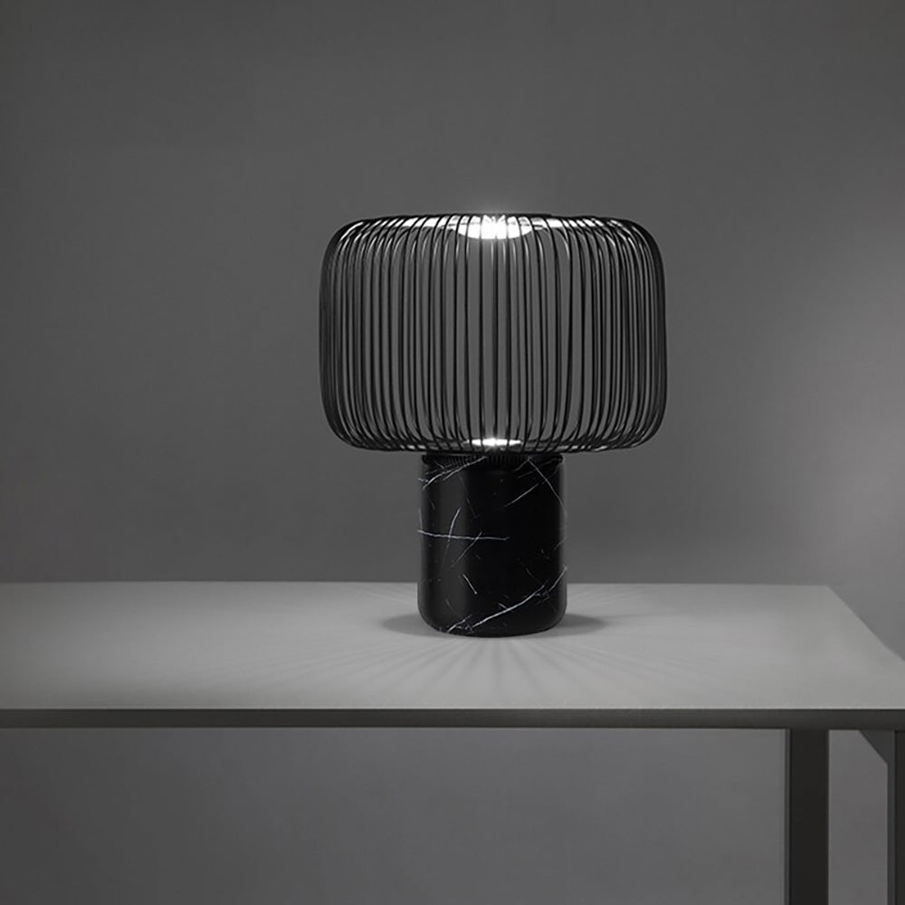 Modern Table Lamp Black Marble Base with Wire Cage Shade - Product detail 25