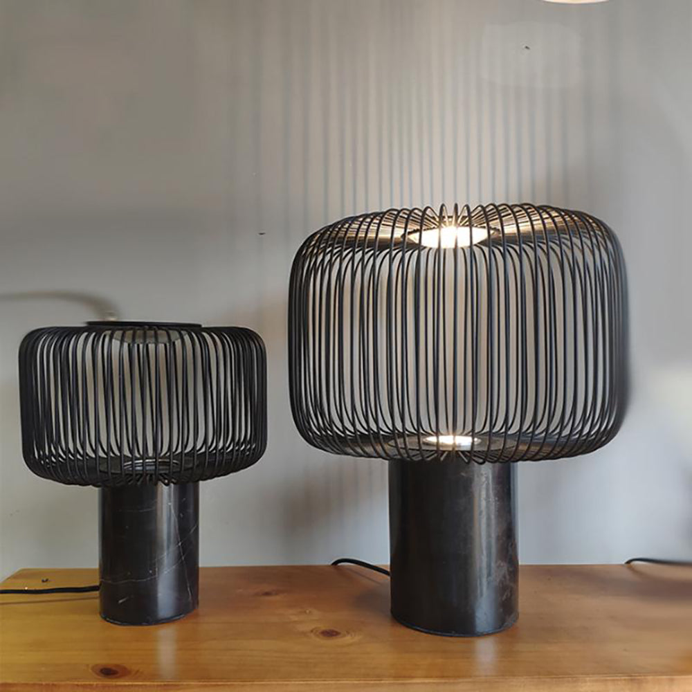 Modern Table Lamp Black Marble Base with Wire Cage Shade - Product detail 26