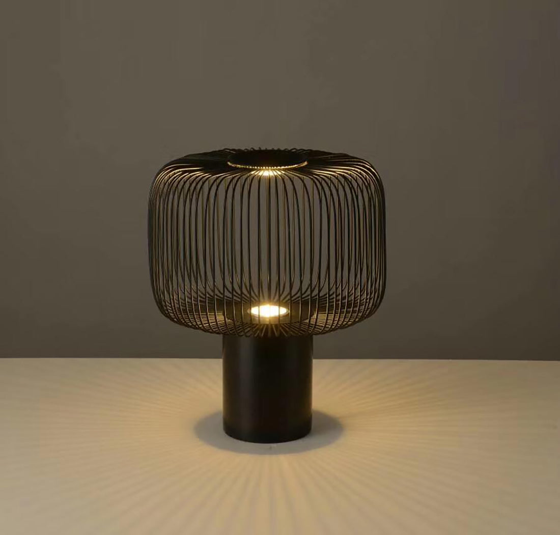 Modern Table Lamp Black Marble Base with Wire Cage Shade - Product detail 32