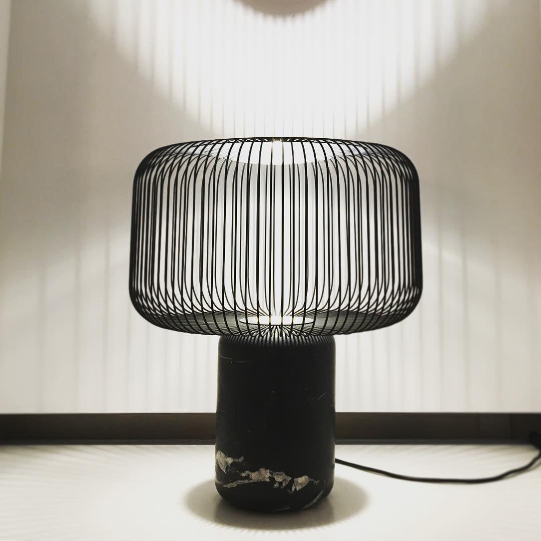 Modern Table Lamp Black Marble Base with Wire Cage Shade - Product detail 27