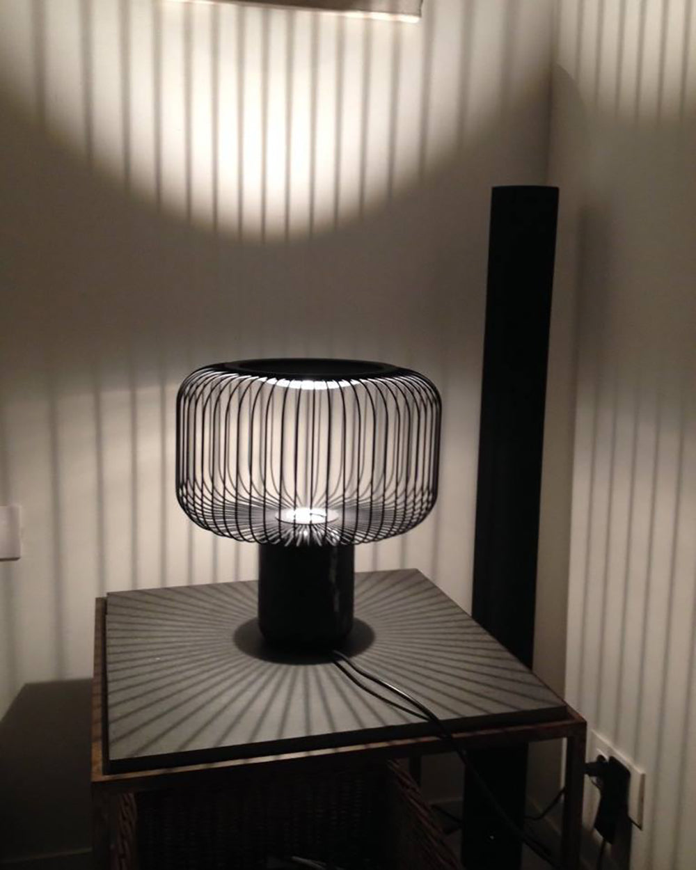 Modern Table Lamp Black Marble Base with Wire Cage Shade - Product example