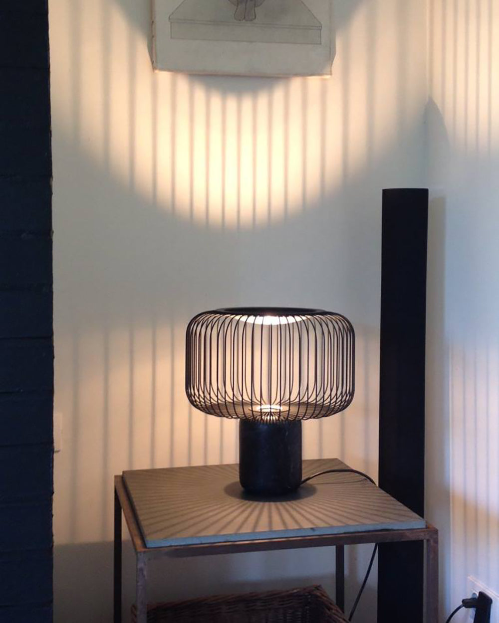 Modern Table Lamp Black Marble Base with Wire Cage Shade - Product detail 10