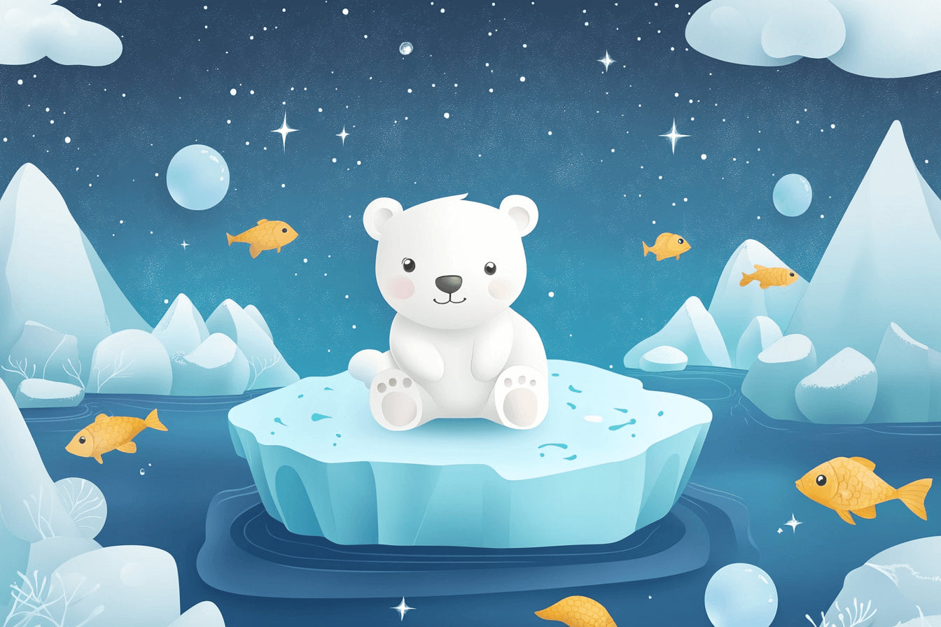 Arctic polar bear with stars and fish design file showing intricate pattern details