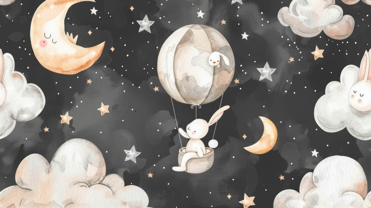 Bunny hot air balloon night sky design file showing intricate pattern details and colors