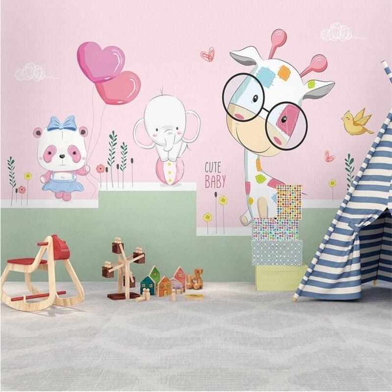 Baby animals wallpaper creating a sweet atmosphere in a modern nursery with white furniture