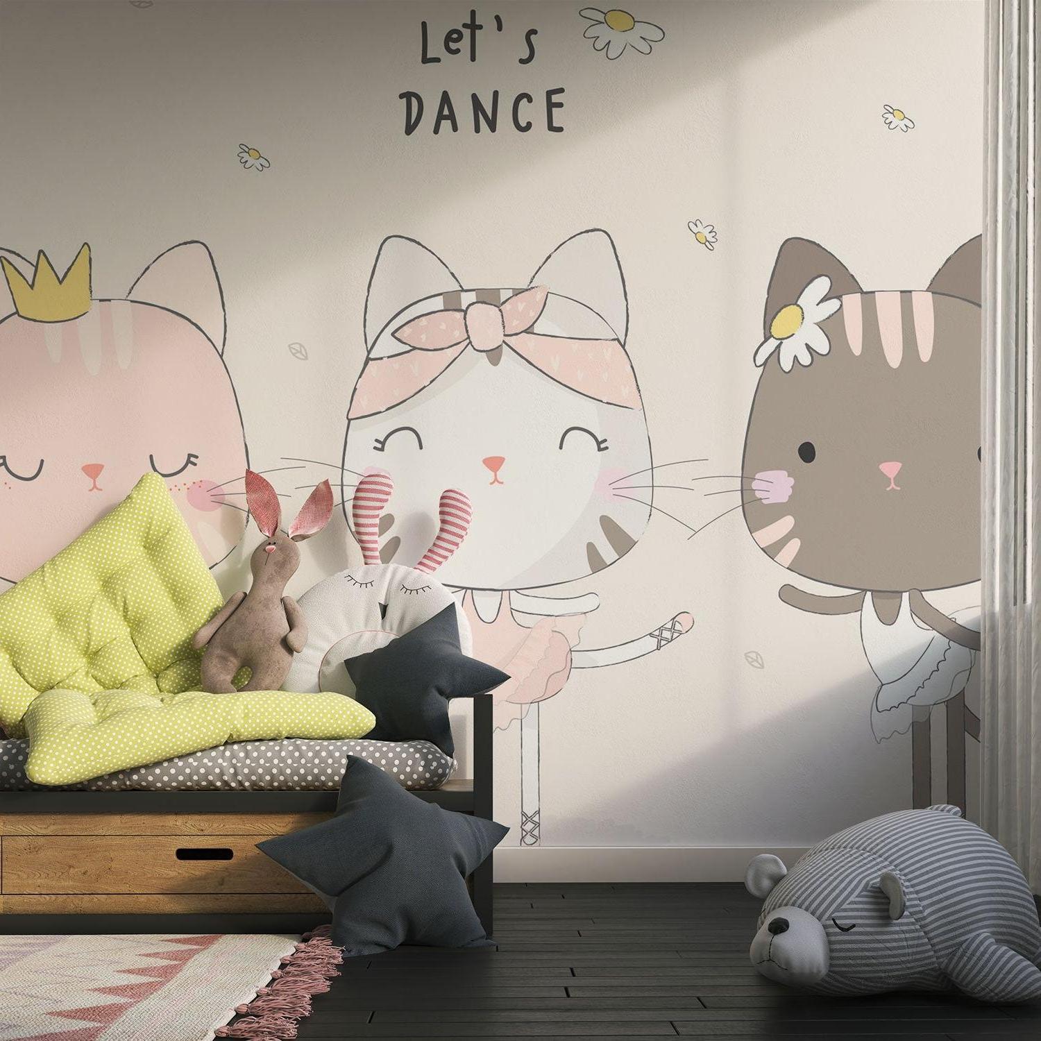 Ballet cat wallpaper bringing joy to a small nursery