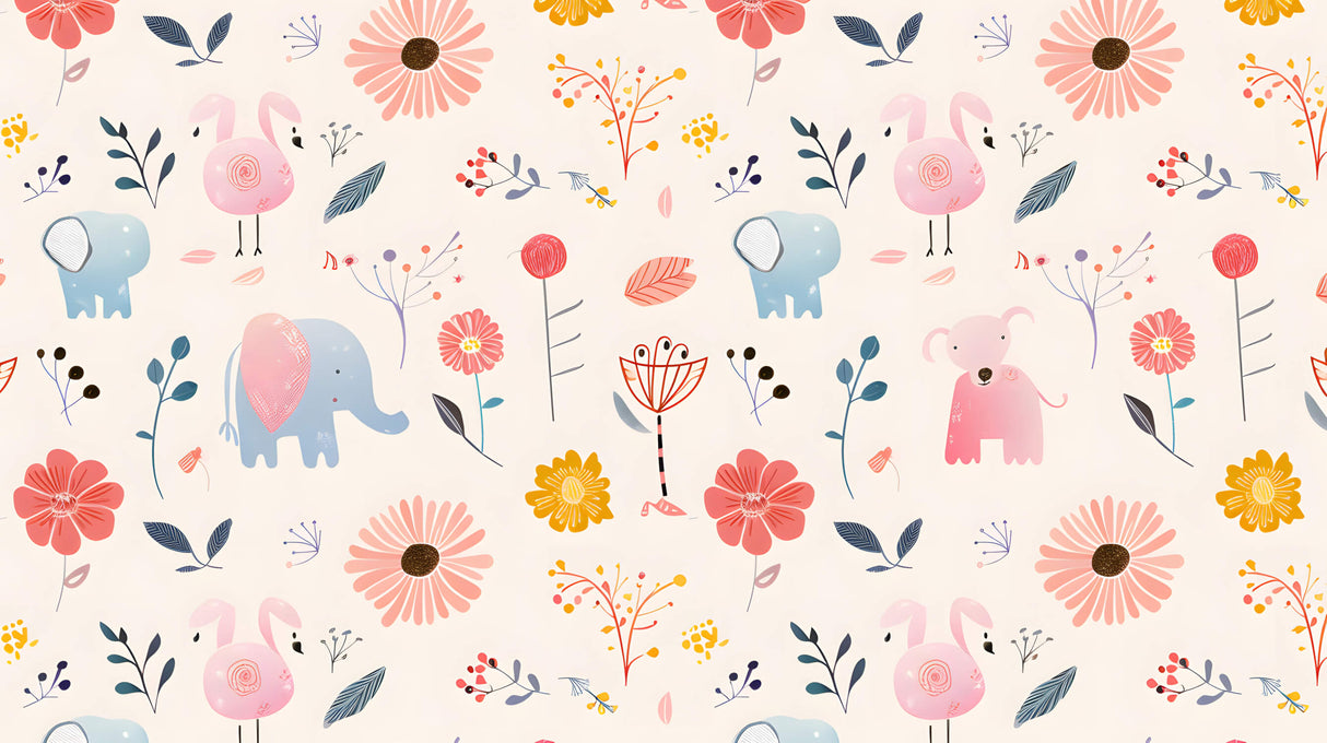 Floral and animal wallpaper design file showing pattern details and true colors