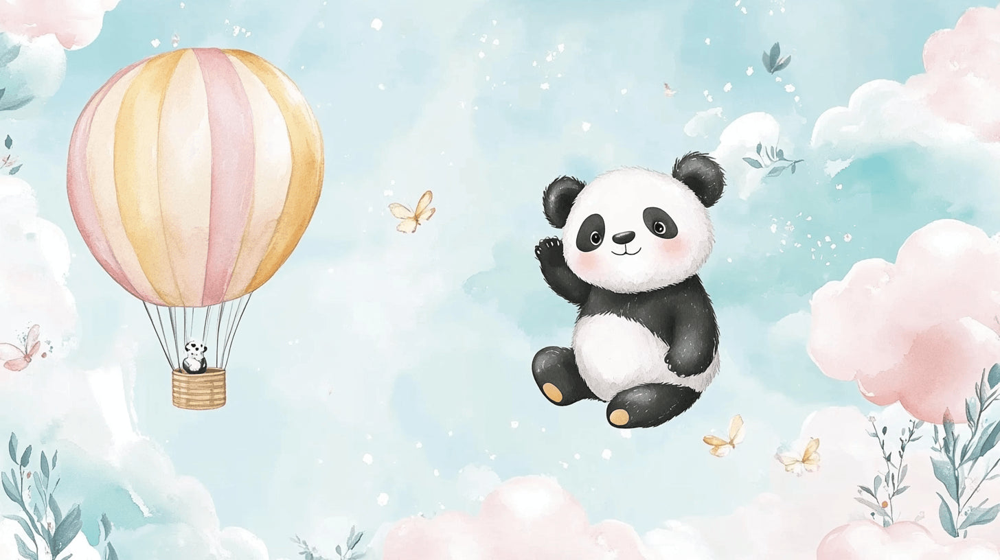 Flying Panda with Hot Air Balloon design file showing intricate pattern and colors