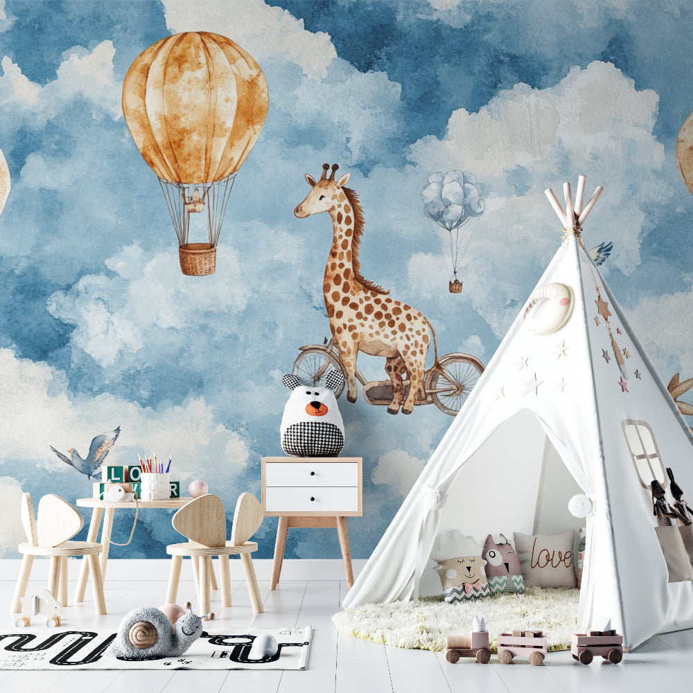 Adventure nursery wallpaper in Scandinavian style children's room