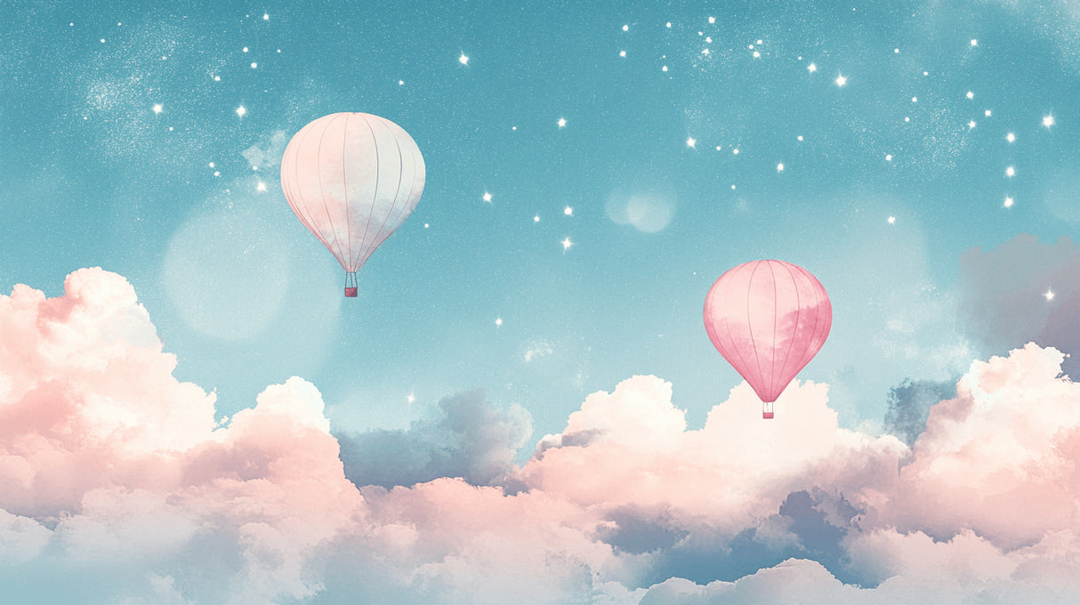 Hot air balloon wallpaper design file showing detailed starry sky pattern