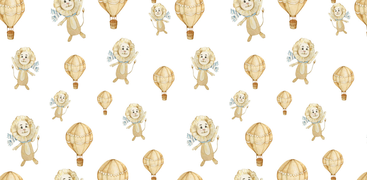 Lion and Hot Air Balloon wallpaper design file showing full pattern repeat