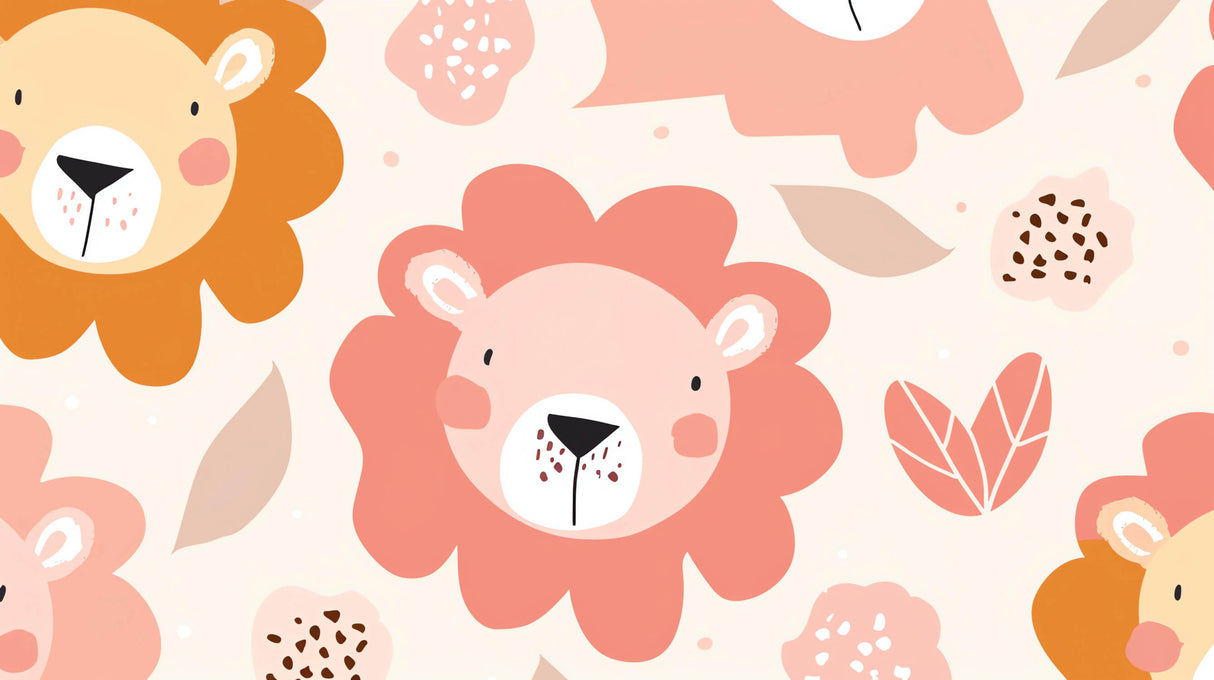 Lion wallpaper design file showing sweet pattern and soft pink color palette