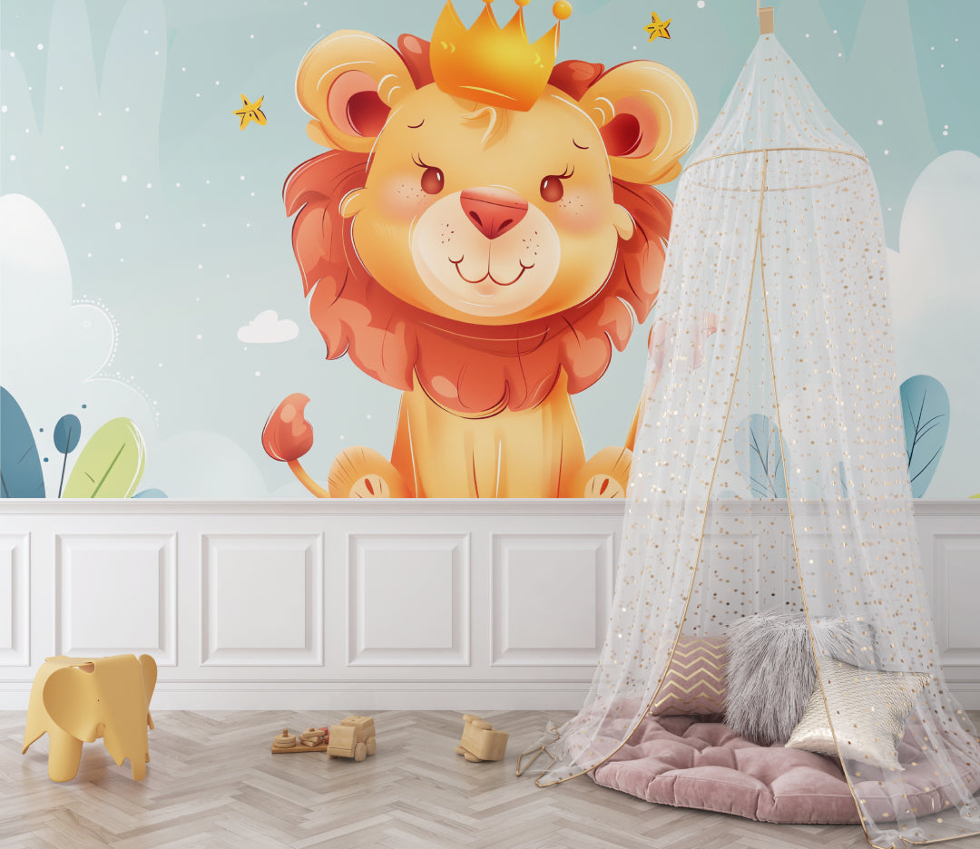 Royal Lion wallpaper in Scandinavian style children's room