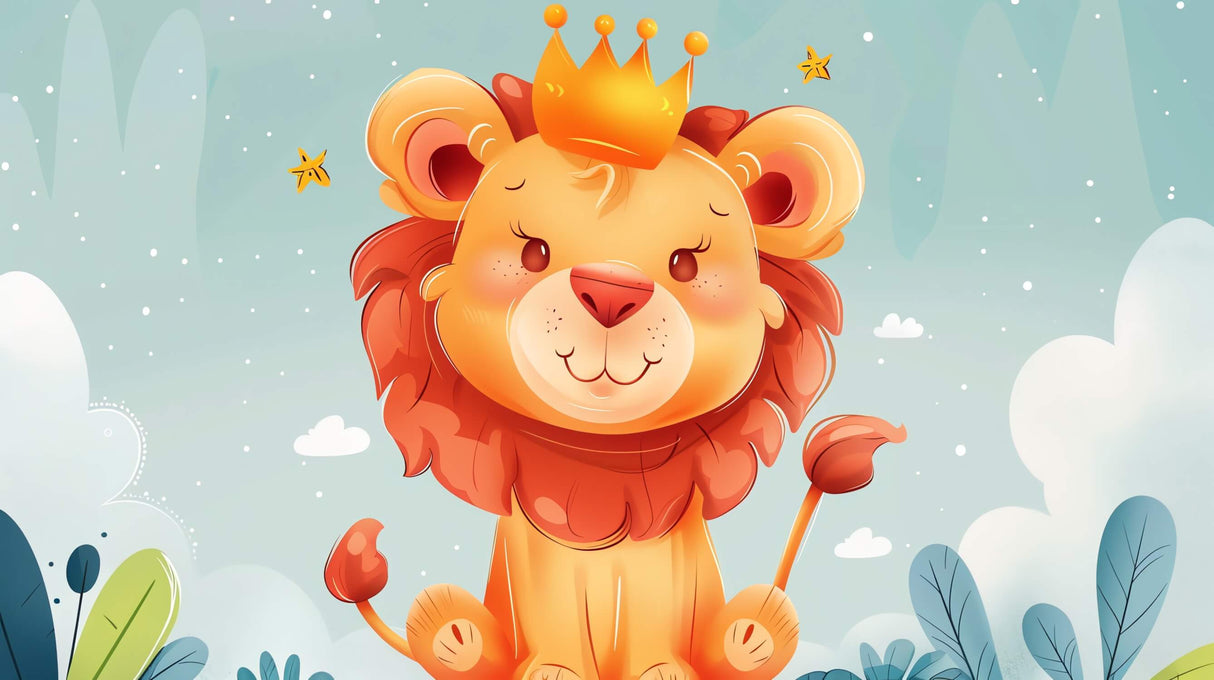 Design file of Royal Lion with Golden Crown wallpaper pattern showing detailed illustration