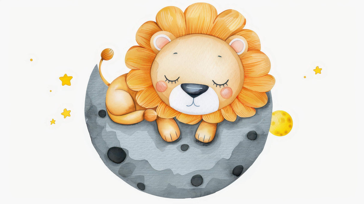 Sleeping lion on moon design file showing intricate star pattern and texture details
