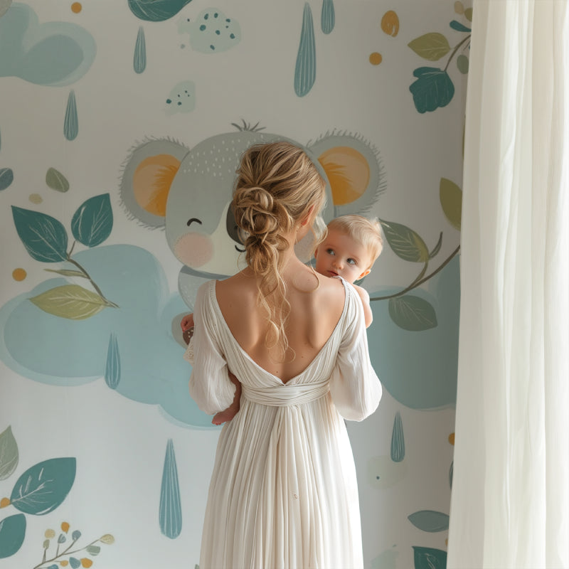 Koala wall mural showcased in a Scandinavian-style children's bedroom