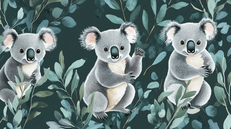 Koala and eucalyptus design file showing detailed pattern and soft color palette