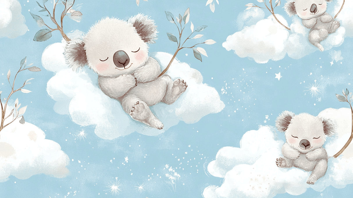 Koala nursery wallpaper design file showing detailed cloud pattern and starry elements