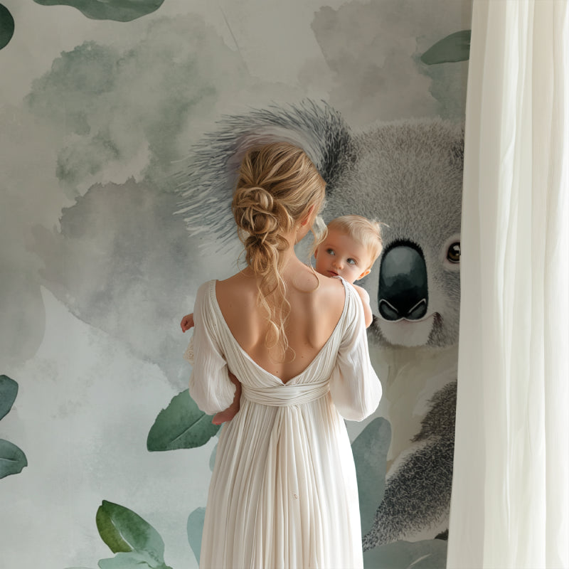Australian koala wall mural bringing nature into a cozy reading nook