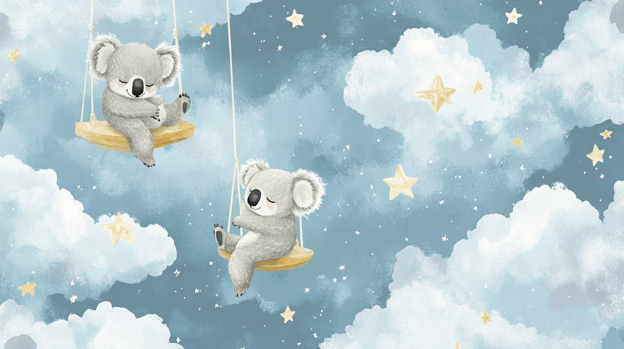Koala nursery wallpaper design file showing detailed stars and cloud pattern