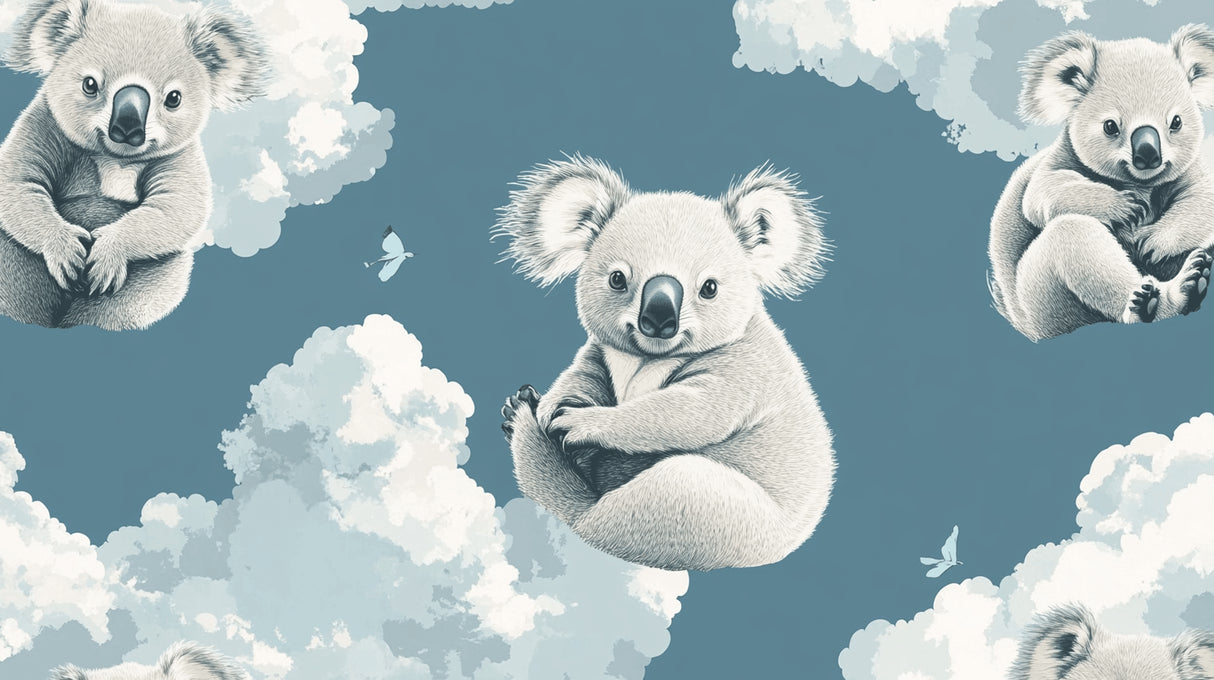 Koala and cloud pattern design file showing detailed illustration and color palette