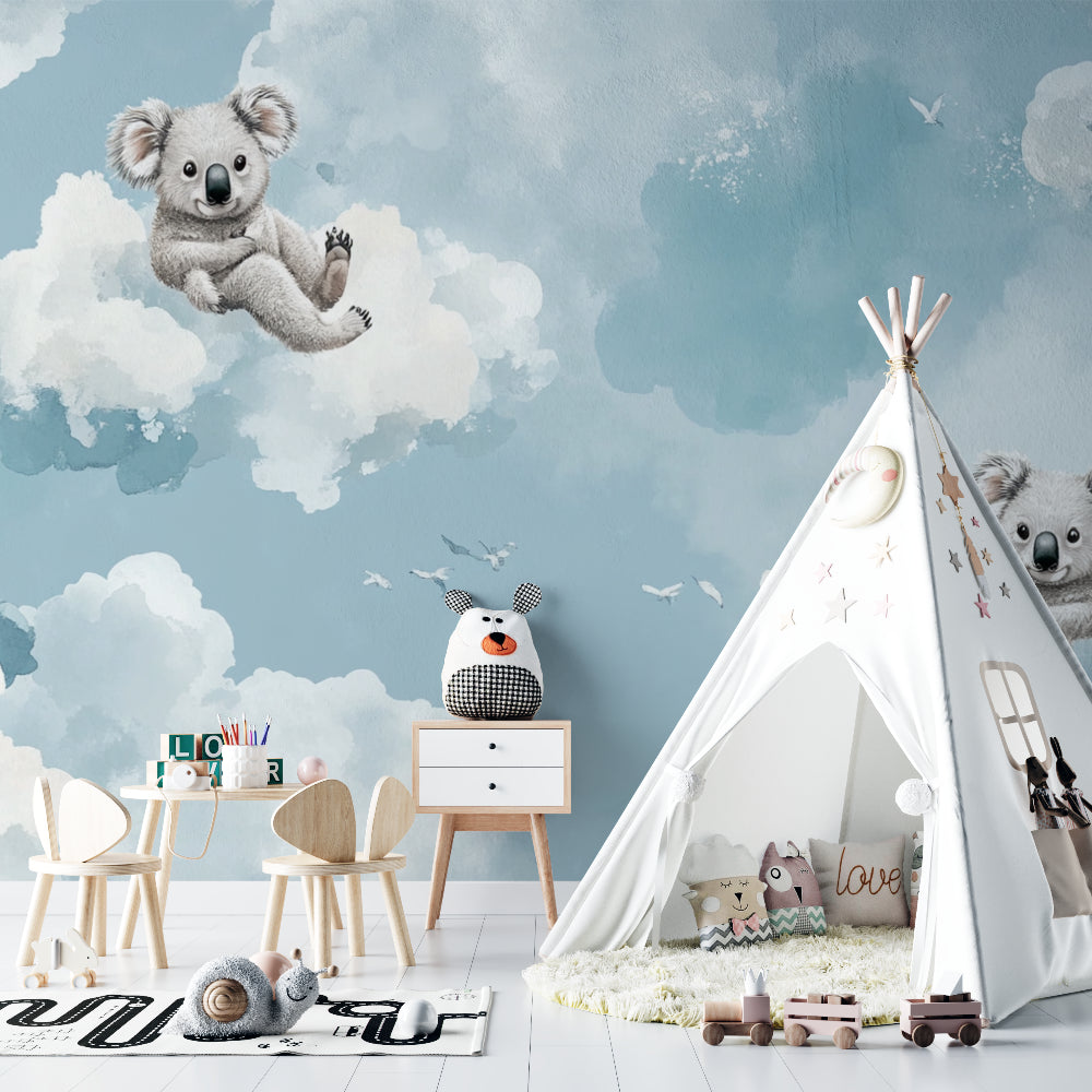 Koala wall mural adding charm to a playroom setting