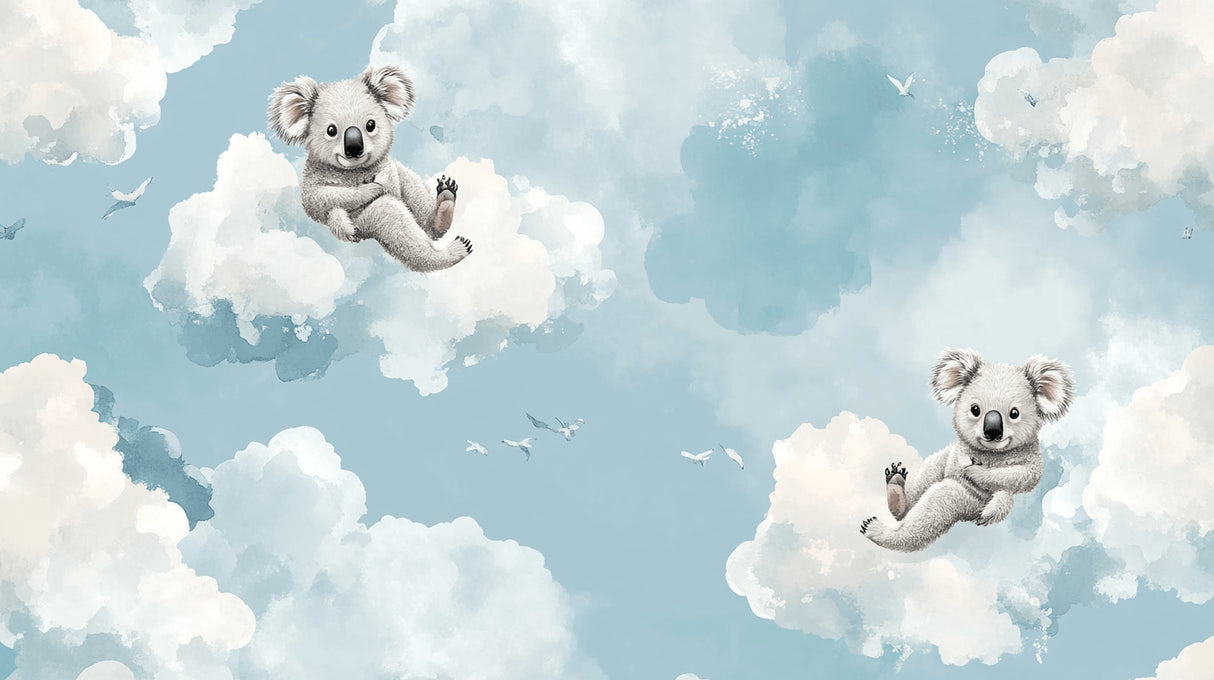 Koala and clouds wallpaper design file showing full pattern and color detail