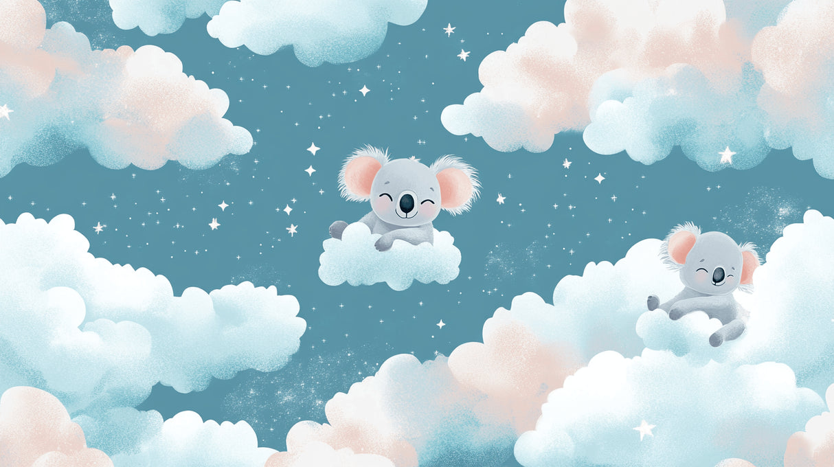 Design file of koala wallpaper pattern with stars and dreamy clouds
