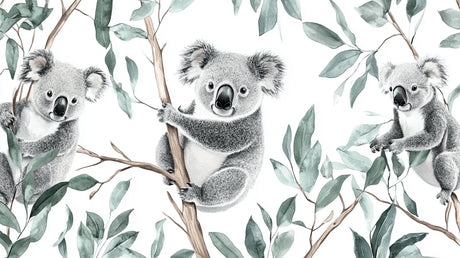 Koala and eucalyptus design file showing intricate pattern details and soft color palette