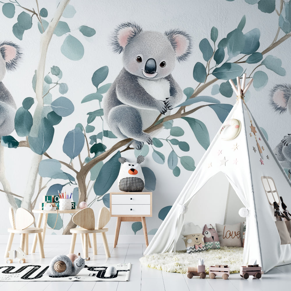 Australian animal wallpaper transforming a baby's room into a peaceful sanctuary
