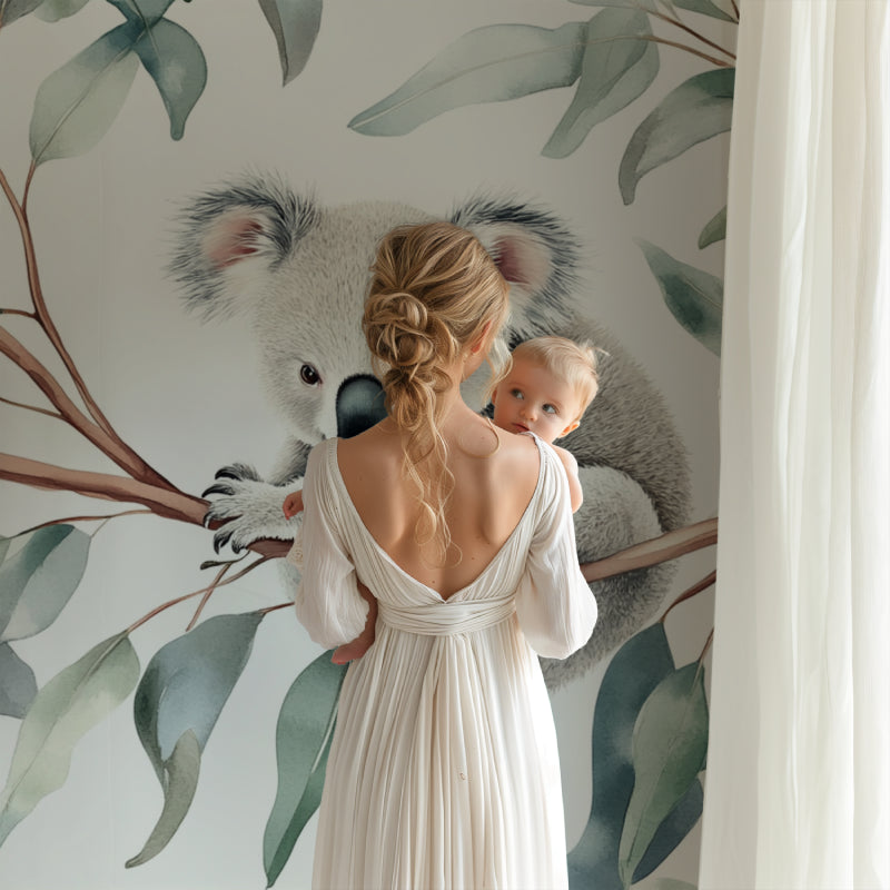 Australian wildlife mural installation in a modern playroom setting