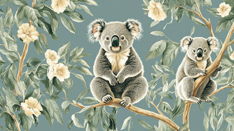 Koala and cream blossoms design file showing intricate pattern details and soft color palette