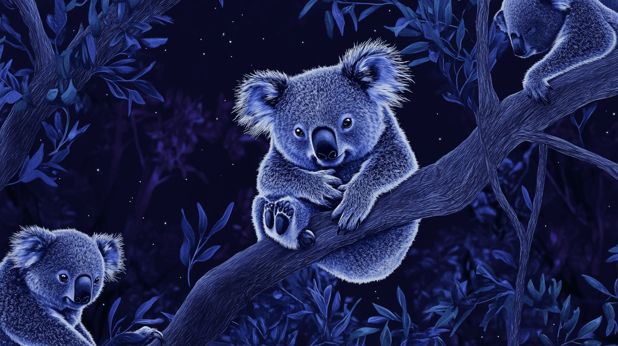 Design file of Koala Mural Wallpaper showing detailed night sky pattern and starlit elements