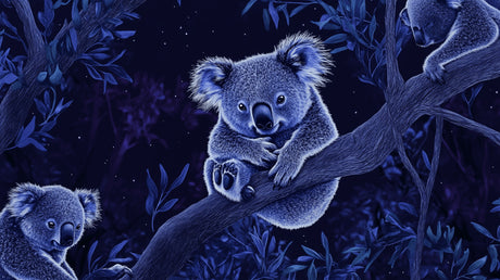 Design file of Koala Mural Wallpaper showing detailed night sky pattern and starlit elements