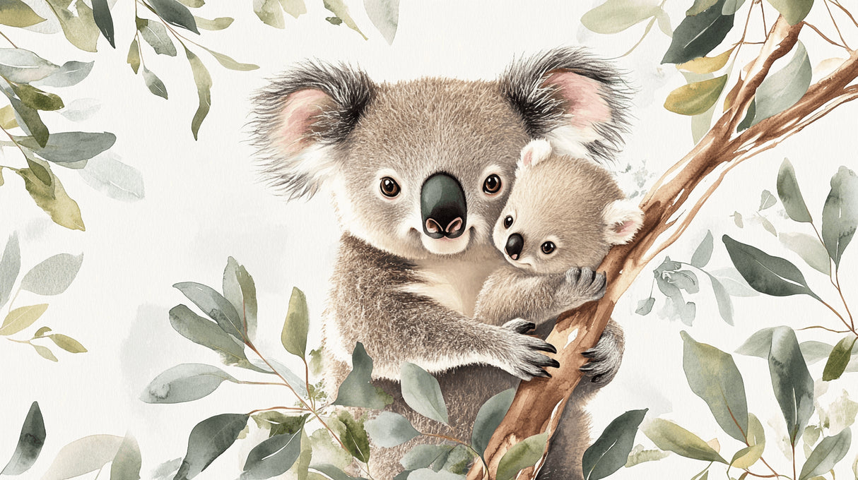 Koala and eucalyptus design file showing detailed pattern and soft color palette
