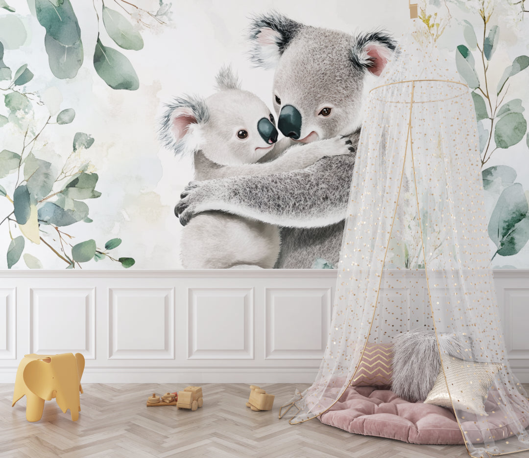 Australian wildlife mural showcased in a children's reading nook with natural lighting