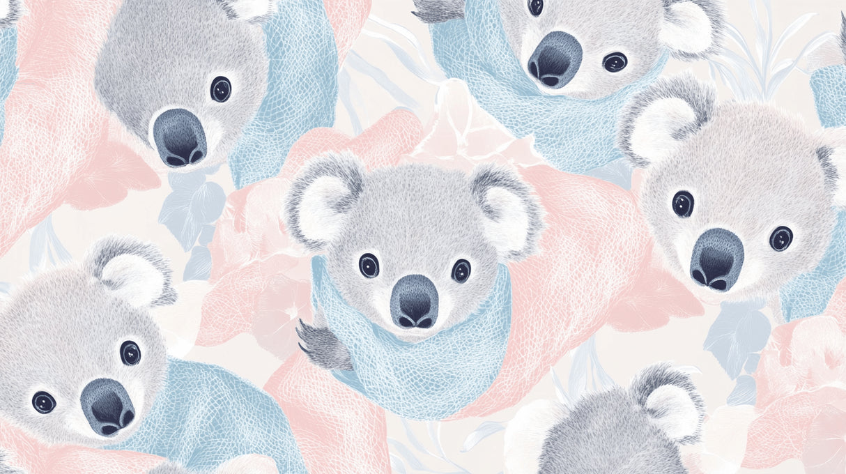 Sweet koala design file with pink and blue pastel pattern