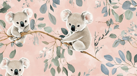 Koala wallpaper design file showing detailed eucalyptus pattern and cute koalas